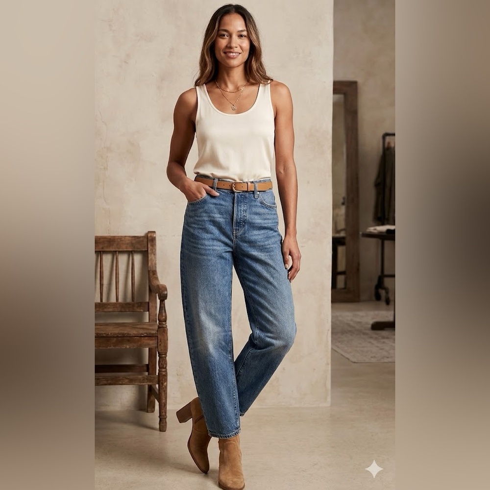 High-Rise Relaxed Blue Denim Jeans